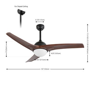 Sully 52" Contemporary Industrial Iron/Plastic Mobile-App/Remote-Controlled 6-Speed Propeller Integrated LED Ceiling Fan